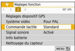 CANON 800D - MENU Réglage de la réponse à la commande tactile - 1