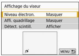 CANON 800D - Sélectionnez [Affichage du viseur]. - 1