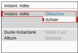CANON 800D - Réglage de la durée de l'enregistrement d'instantanés video - 2