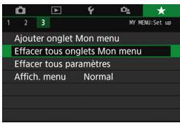 CANON 800D - Effacement de tous les anglets Mon menu / Effacement de tous les éléments - 1