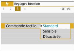 CANON 800D - Sélectionnez [Commande tactile]. - 1