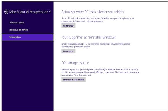 ASUS T100CHI-FGO01B - Dans le volet Mise à jour et récapération, sélectionnez l'option Récupération puis choisissez l'option de restauration désirée. - 1