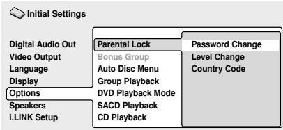 PIONEER DV 757 Al - Sélectionnez 'Password Change'. - 1