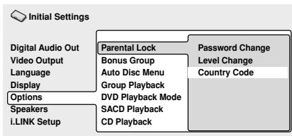 PIONEER DV 757 Al - Sélectionnez 'Country Code'. - 1