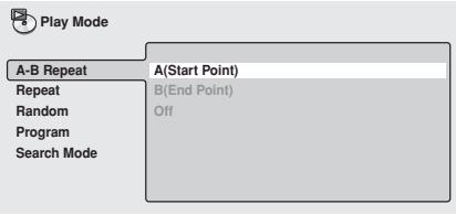 PIONEER DV 757 Al - Appuyez sur ENTER sur 'A (Start Point)' pour définir le point de début de la boucle. - 1