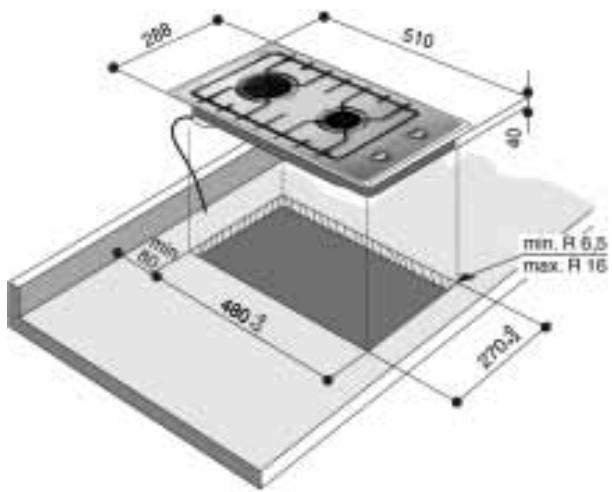 WHIRLPOOL AKT300WH - DIMENSIONS ET DISTANCES À OBSERVER (mm) - 1