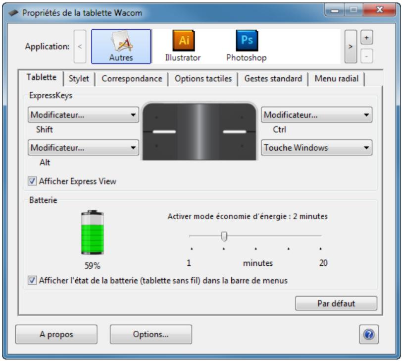 WACOM INTUOS PEN & TOUCH - ÉTAT DE LA BATTERIE ET DE LA ConnEXION SANS FIL - 1