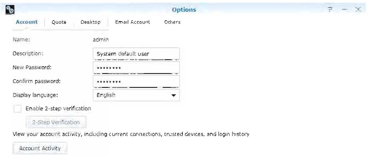SYNOLOGY DS216i - Pour gérer les options personnelles : - 1