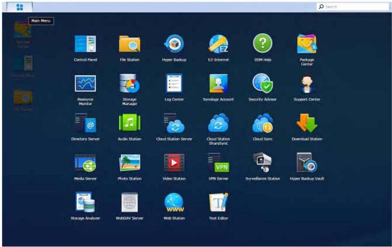 SYNOLOGY DS216i - Ouvr les applications et les paquets avec le menu principal - 1