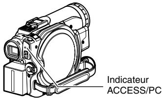 HITACHI DZ-MV730ME - Ne pas couper l'alimentation du caméscope DVD lorsque l'indicateur ACCESS/PC ou l'indicateur CARD ACCESS est allumé ou clignote: - 1