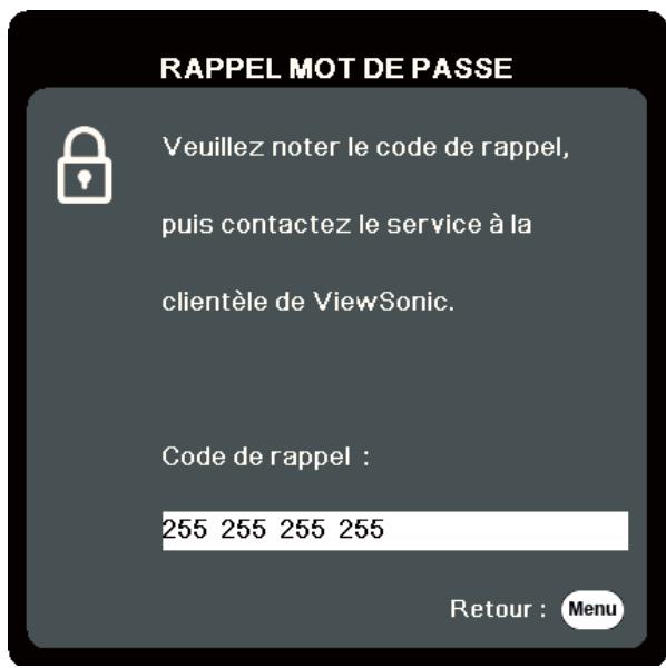 VIEWSONIC PX701-4K - Procédure de rappel du mot de passe - 1