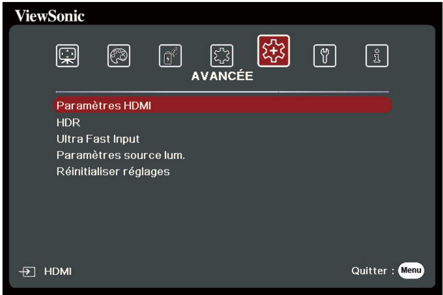 VIEWSONIC PX701-4K - Menu AVANCÉE - 1