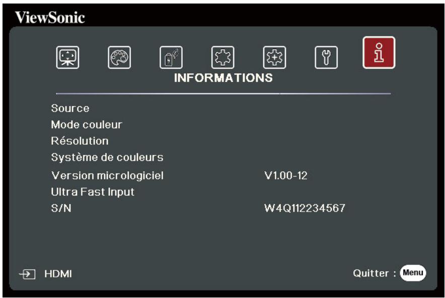 VIEWSONIC PX701-4K - Menu INFORMATIONS - 1