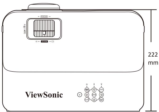 VIEWSONIC PX701-4K - Dimensions du projecteur - 1