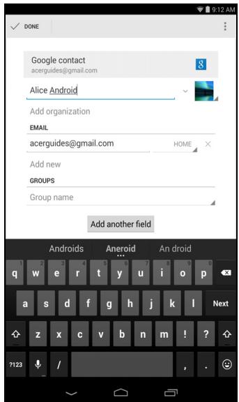 ACER ICONIA A1-840FHD - Modifier un contact - 1