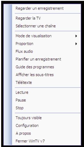 HAUPPAUGE USB LIVE 2 - Le menu contextuel - 1