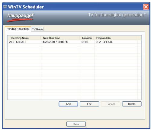 HAUPPAUGE USB LIVE 2 - Planifier un enregistrement - 1