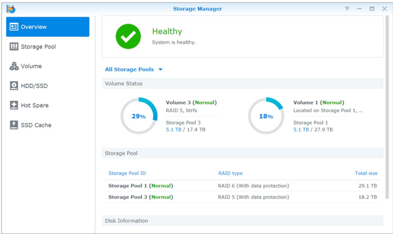 SYNOLOGY DS1618 - Groupes et volumes de stockage - 1