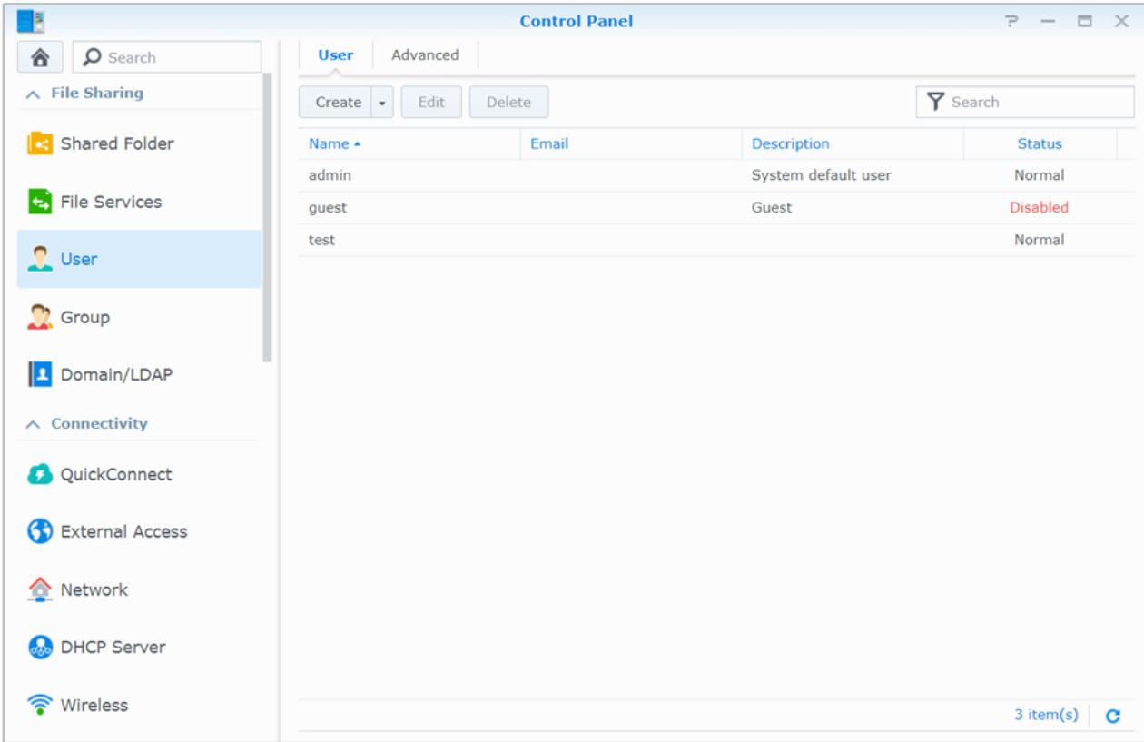 SYNOLOGY DS1618 - Gestion des utilisateurs et des groupes - 1