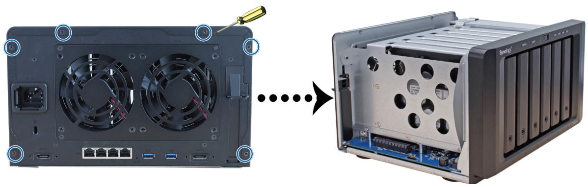SYNOLOGY DS1618 - Pour installer la carte adaptatrice M2D17 : - 5