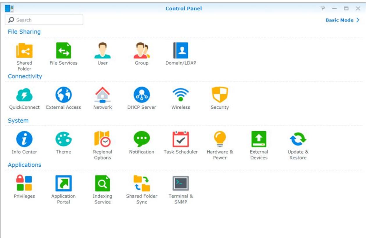 SYNOLOGY DS1618 - Utilisation du panneau de configuration - 1