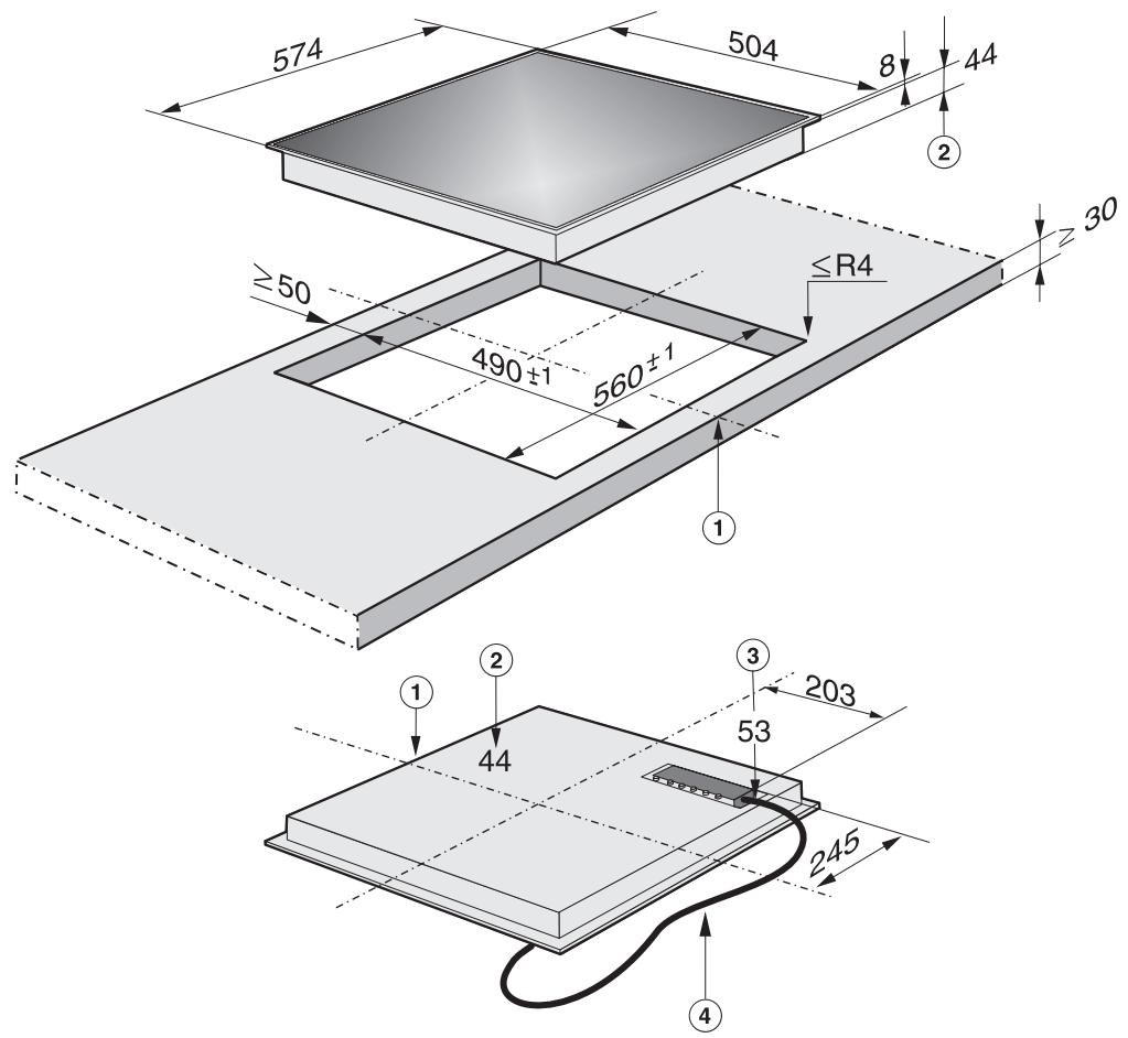 MIELE KM5736NOIRE - Cotes d'encastrement KM 5732 - 2