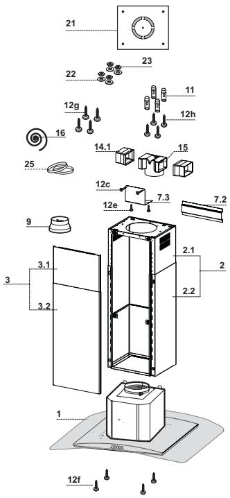 FABER VOLUTE iLOT iNOX 90 - Encombrement - 4