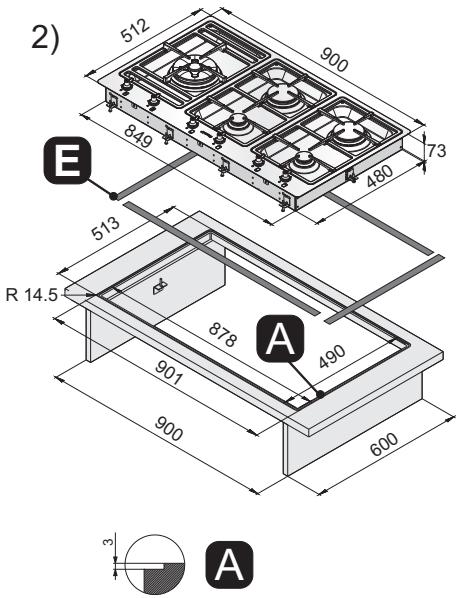 SMEG PS 906-4 - Fixation à la structure de support modèle à ras - 2