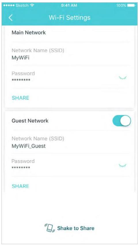 TP-LINK RTDECO P9 - Créer un réseau invite Shake pour partager le Wi-Fi - 1