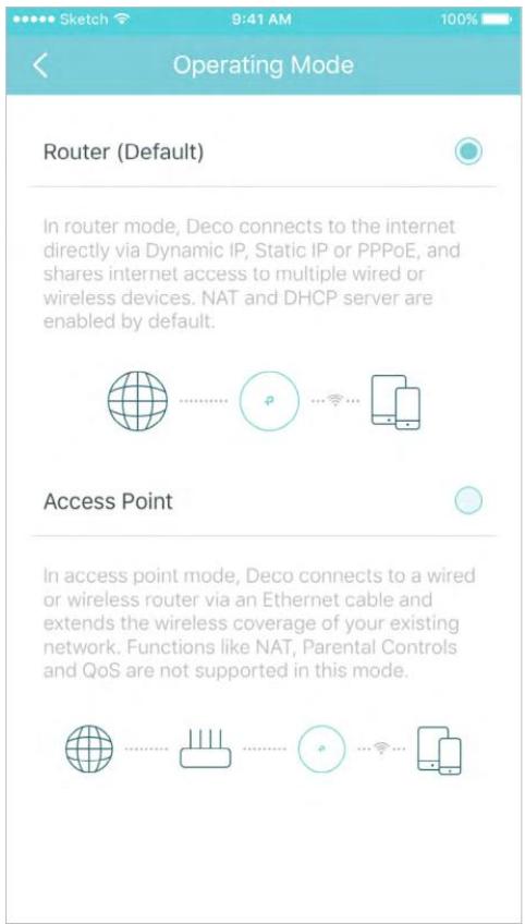 TP-LINK RTDECO P9 - Modifier le mode d'exploitation - 1