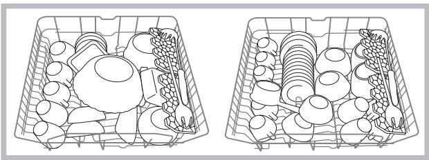 ARISTON LFF 8243/HA.R BLANC - Exemples de chargement du panier supérieur - 1