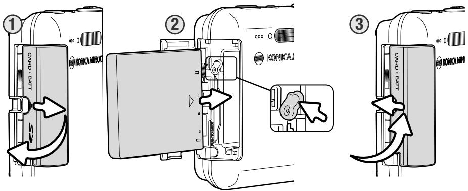 KONICA MINOLTA NC - Insertion de la batterie - 1