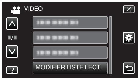 VC GZ-E200 BLACK - Tapez sur "MODIFIER LISTE LECT". - 1