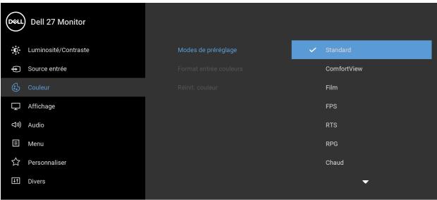 DELL AE92721DS - Modes de préréglage - 1