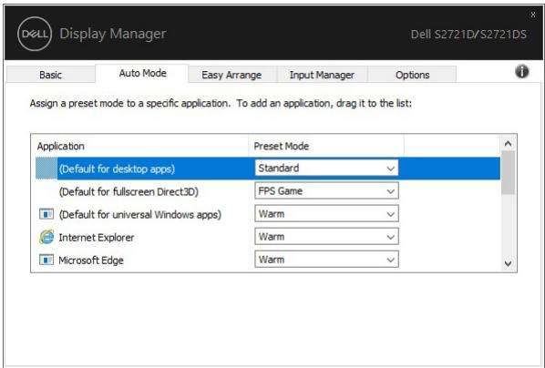 DELL AE92721DS - Affecter les Modes prédéfinis aux applications - 3
