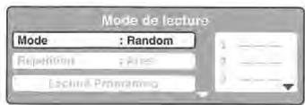 TOSHIBA SD-38VF - Appuyez sur / pour selectionner "Mode", ensuite appuyez sur ENTER à plusieurs reprises pour selectionner "Random". - 2
