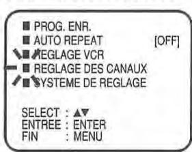 TOSHIBA SD-38VF - Presser VCR MENU. Sélectionner l'option REGLAGE DES CANAUX - 1