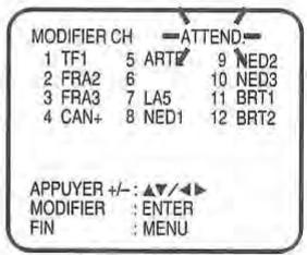 TOSHIBA SD-38VF - Presser VCR MENU. Sélectionner l'option REGLAGE DES CANAUX - 6