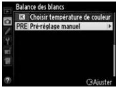 NIKON D4S - Sélectionner PRE (Pré-réglage manuel). - 2