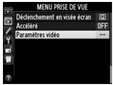 NIKON D4S - Sélectionner Paramètres video. - 2