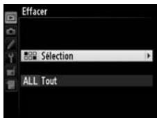 NIKON D4S - Choisir Sélection pour l'option Effacer du menu Visualisation. - 2