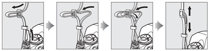 NIKON D4S - Attacher la courroie de l'appareil photo. - 1