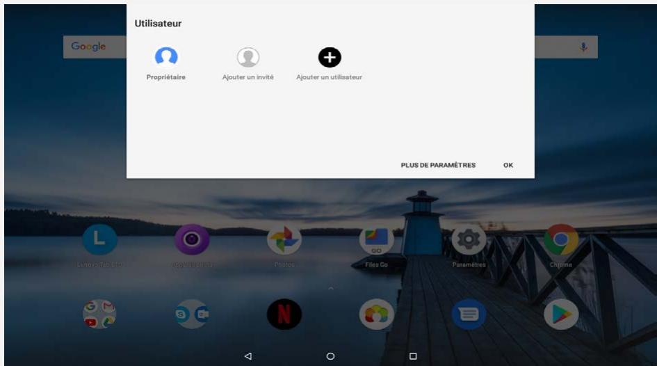 LENOVO TAB E10 WF 16 BK - Changement de compte d'utilisateur - 1