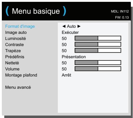 INFOCUS IN114ST - Menu basique - 1