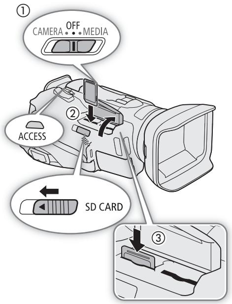 CANON LEGRIA GX10 - Insertion et retrait d'une carte SD - 1