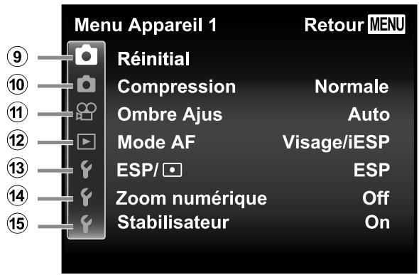 OLYMPUS SZ-16 - Menu de réglage - 1