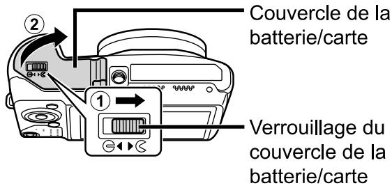 OLYMPUS SZ-16 - Insertion et retrait de la batterie et de la carte (disponible dans le commerce) - 1