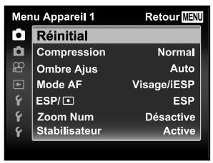 OLYMPUS SZ-16 - Appuyez sur la touche MENU. - 1