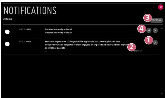 LG HU85LS - Utilisation de [Notifications] - 1