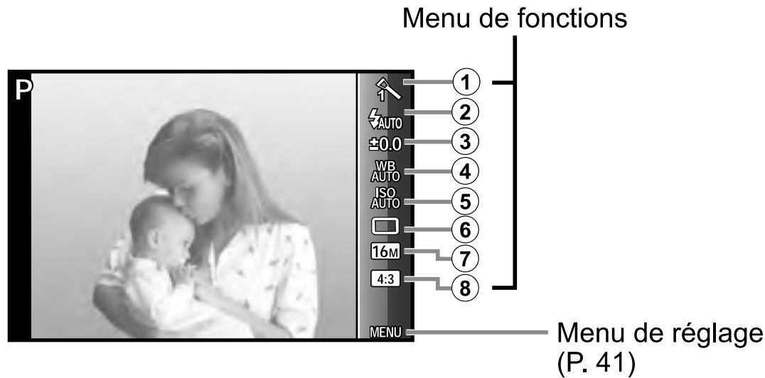 OLYMPUS TG-3 - Utilisation des options de prise de vue (Réglage à l'aide du menu de fonctions) - 1